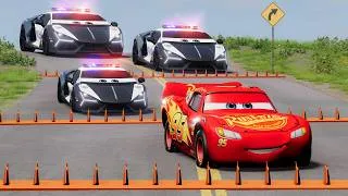 Thumbnail: Lightning McQueen Escapes Every Police Trap! Ultimate BeamNG.drive Crash Challenge