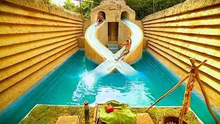 Thumbnail: 150 Days to Build the Most Insane Underground House below Tunnel water slide with swimming pool