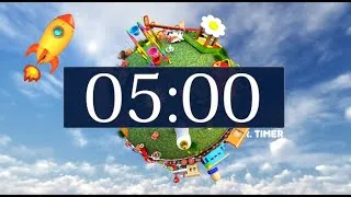 Thumbnail: 5 Minute Timer with Relaxing Upbeat Music and Alarm! Countdown Clock for Kids, Stress Relief, Fun!