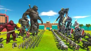 Thumbnail: King of The Jungle VS King of The Robot - Kong Family VS Team Robot - Animal Revolt Battle Simulator