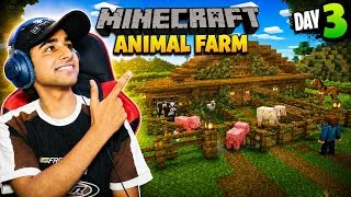 Thumbnail: Minecraft Survival Day 3 🐄 | I Built an AMAZING Animal Farm! | Minecraft Hindi