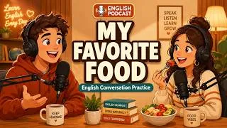 Thumbnail: Easy English Conversation for Beginners | My Favorite Food | Daily English Speaking Practice (A1-A2)