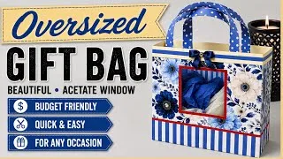 Thumbnail: DIY Oversized Gift Bag | Beautiful Cardstock Bag with Acetate Window