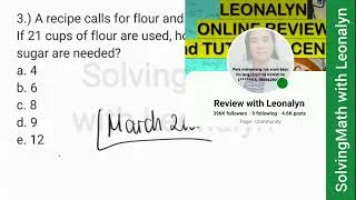 Thumbnail: flour and sugar in the RATIO 7:2. If 21 cups of flour are used, how many cups of sugar are needed?