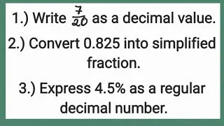 Thumbnail: Basic Decimal, Fraction, Percent