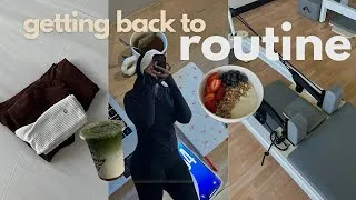 Thumbnail: getting back into routine | productive morning, healthy breakfast meals, grocery restock + more