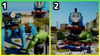 Thumbnail: Hulk and Iron Man in trouble! Save them from Spider Thomas the tank engine