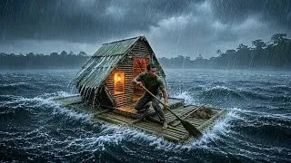 Thumbnail: A SINGLE MAN BUILT A FLOATING HUT ON THE LAKE ALL BY HIMSELF - BUSHCRAFT