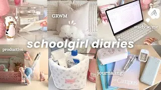 Thumbnail: SCHOOLGIRL DIARIES 💌 early mornings, cozy journaling, productive studying, GRWM ☁️
