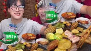 Thumbnail: 👨 Two Bros Chinese Eat  Talk Real Late Night ASMR Sounds  Chill Guy Chat Mukbang Giggles 1