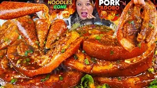 Thumbnail: 3KG MASSIVE PORK ADOBO MUKBANG CHALLENGE 🐷🔥 | Spicy Cone Noodles, Rice & MORE