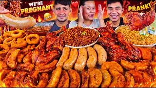 Thumbnail: PREGNANT PRANK ON MY BROTHER 😂 HIS REACTION WAS HILARIOUS! | SPICY BULDAK NOODLES, FRIED MOMO & MORE