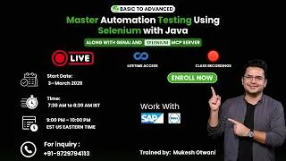 Thumbnail: Live Training - Automation Testing Using Selenium With Java With GenAI  From 3rd March 2026