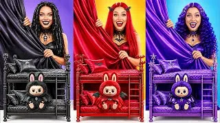 Thumbnail: We Build a Bunk Bed for Vampire Triplets One Color Challenge | Funny Moments by Multi DO Girls
