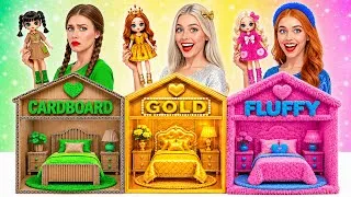 Thumbnail: Doll Room Makeover Cardboard vs Gold vs Fluffy Challenge | Creative Decoration Hacks Multi DO Girls