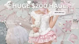 Thumbnail: $200 HUGE Mercari try-on haul! 🛒⋆˚꩜｡ (15 items) | ft. JPFans 𐔌՞. .՞𐦯 | munibapink ★