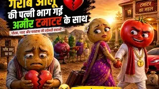 Thumbnail: आलू को छोड़कर टमाटर के साथ भाग गई आलूरी 😂🥔🍅 | Funny Comedy Video | Cartoon Story