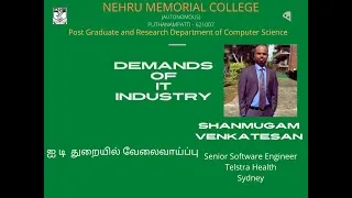 Thumbnail: Demands of IT Industry|Alumni Talk|Shanmugam|Australia|NMC|CS