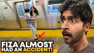 Thumbnail: She almost fell towards a moving train 😱 | NYC TRIP | PAKISTANI FAMILY IN USA