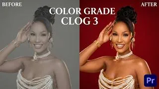Thumbnail: how to color grade  clog 3 in premier pro in less than 5 mins