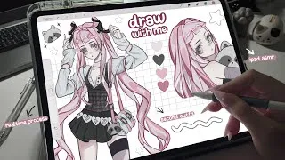 Thumbnail: pink character ★ full process on procreate ♡.ᐟ [ draw with me, real time process, ipad asmr ]