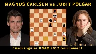 Thumbnail: Judit Polgar vs Magnus Carlsen | Cuadrangular UNAM 2012 | King’s Indian Defense (Rapid)