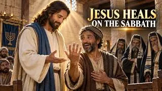Thumbnail: The Miracle They Tried to Stop: Jesus Heals on the Sabbath. Luke 6:6-11🎵🙏❤️
