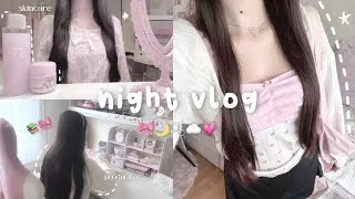 Thumbnail: vlog ʚ♡ɞ night routine 🌙💕 { cozy & aesthetic, korean skincare, selfcare }