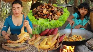 Thumbnail: Deep fry chicken with potato and banana recipe- Cooking chicken tasty delicious for lunch