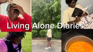 Thumbnail: Living Alone Diaries| Running 🏃🏿‍♀️| Job Searching 🔎| Doing My Hair 🙆🏿‍♀️| Reading 📖 
