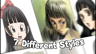 Thumbnail: DRAWING IN 7 DIFFERENT ANIME STYLES (btw it's by birthday!!)