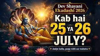 Thumbnail: Dev Shayani Ekadashi 2026 Kab Hai? 25 Ya 26 July | Vrat Katha & Pooja Vidhi #devshayaniekadashi2026