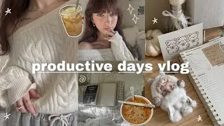 Thumbnail: productive days in my life ☕ ༘⋆ studying & language learning, decorating, work days, no talking