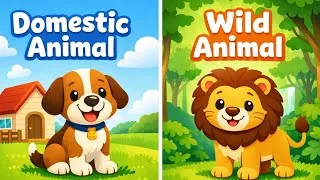 Thumbnail: Wild Animals and Domestic Animals for Kids | Animal Names For Kids | Learn English vocabulary !