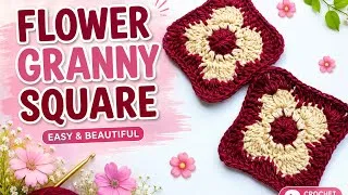 Thumbnail: How to Crochet: granny square flower | Beginner Friendly 