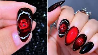 Thumbnail: Dark Red Rose Nails 🌹🖤 Elegant Gothic Nail Art That Looks Mysterious & Luxurious ✨💅