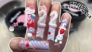 Thumbnail: DOING MY 22ND BIRTHDAY NAILS! EXTRA LONG POLYGEL NAILS & EXTRAVAGANT NAIL ART | Nail Tutorial