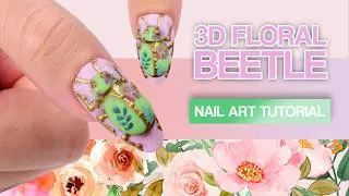 Thumbnail: 3D Floral Beetle Nail! 🪲🌼 | Not a Nail Tech