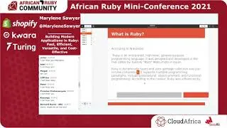 Thumbnail: Marylene Sawyer   Building Modern Apps in Ruby  Fast, Efficient, Versatile, and Cost Effective