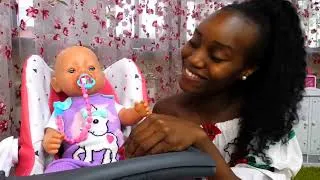 Thumbnail: Baby Doll Gets Her Clothes Dirty After Lunch | Washing Baby Doll Clothes