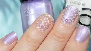 Thumbnail: Easy Purple Nails | Stamped Mermaid Scale and Pearl Nail Art | Summer Nail Tutorial for Beginners