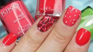 Thumbnail: Stamped Fruit Nails | Simple Watermelons, Dots and Glitter Nail Art | Easy Manicure at Home