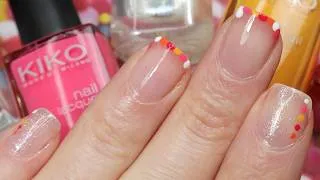 Thumbnail: Easy French Manicure | Pink, Yellow, Orange and White Dots French Tip Nail Art | Summer DIY Nails