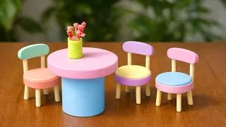Thumbnail: 🪑Turn Bottle Caps into mini Chairs and Table♻️Recycled Craft! DIY miniature Garden Furniture ✨