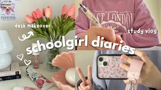 Thumbnail: PRODUCTIVE school girl diaries 𖦹.✧˚day in my life, study vlog, GRWM, desk makeover, what’s in my bag