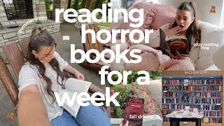 Thumbnail: summerween reading vlog  👻🍂📖🫣 *book shopping & reading horror books for an entire week*