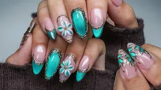 Thumbnail: I Created My Client’s Dream Nails | Turquoise 3D Flower with Gold details✨
