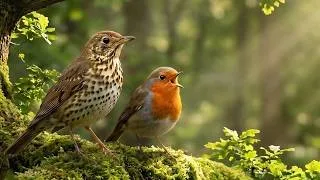 Thumbnail: 🌲 Relax with Nature to Peaceful Forest Birdsong | Song Thrush & Robin (2 Hours)