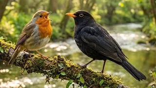 Thumbnail: ☀️ Joyful Morning Birdsong & River Ambience | Blackbird & Robin (2 Hours)