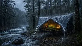 Thumbnail: GETTING CAUGHT IN THE CRAZIEST RAIN AND STORM I'VE EVER MET‼️ CAMPING IN A LIGHTNING STORM  ⛈️